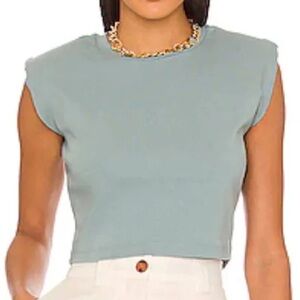 NWT Allsaints Mika Cropped Tank Dusk Blue, padded shoulder